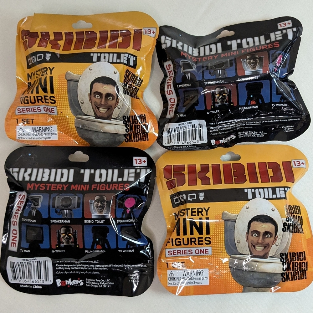 4x Skibidi Toilet Surprise 2.5in Mystery Figures 1 of 8 New Blind Bag Characters